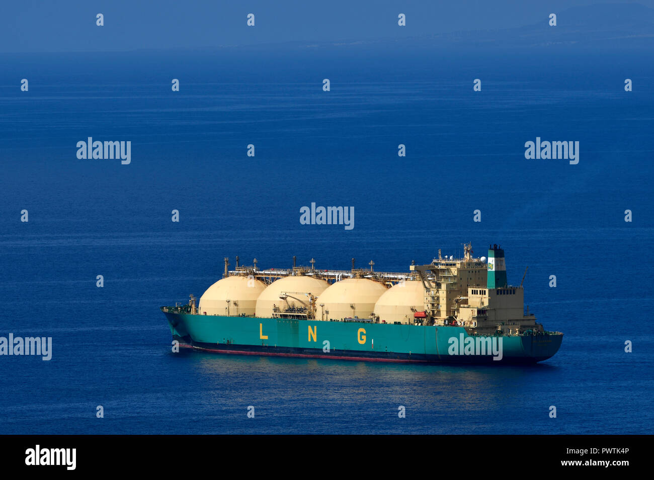 LNG Liquefied Natural Gas tank ship, Tenerife, Canary Islands, Spain Stock Photo