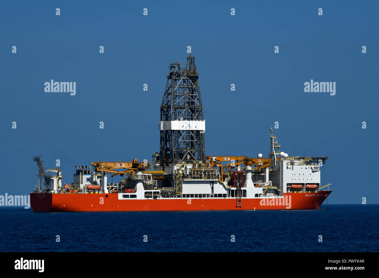 Oil drilling vessel Bolette Dolphin, Tenerife, Canary Islands, Spain Stock Photo