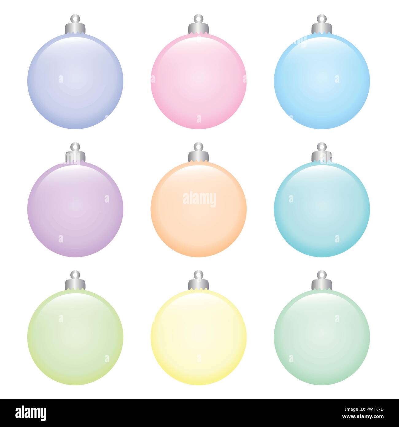 set of bright colorful christmas tree balls on white background vector illustration EPS10 Stock Vector