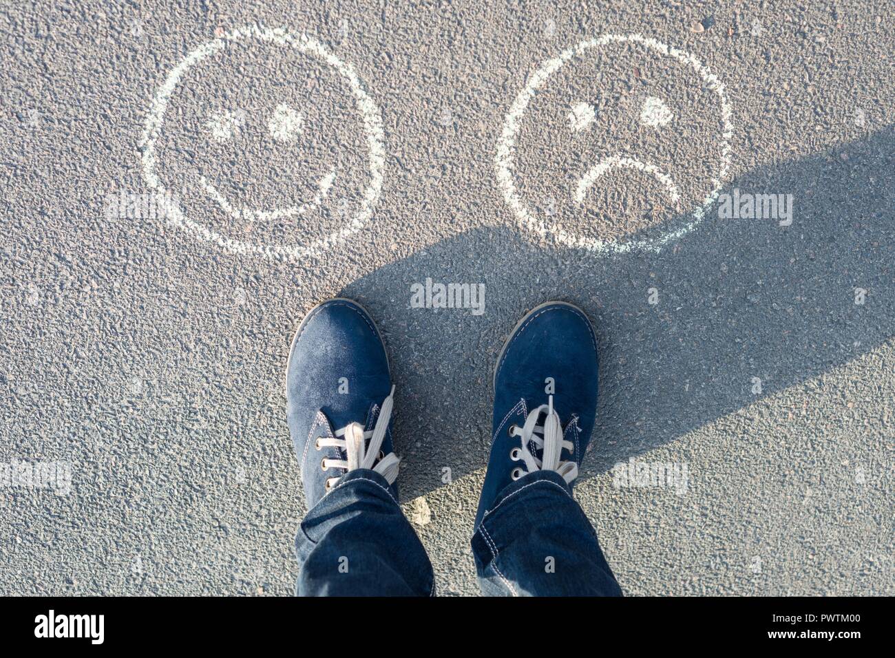 Happy sad woman balance hi-res stock photography and images - Alamy