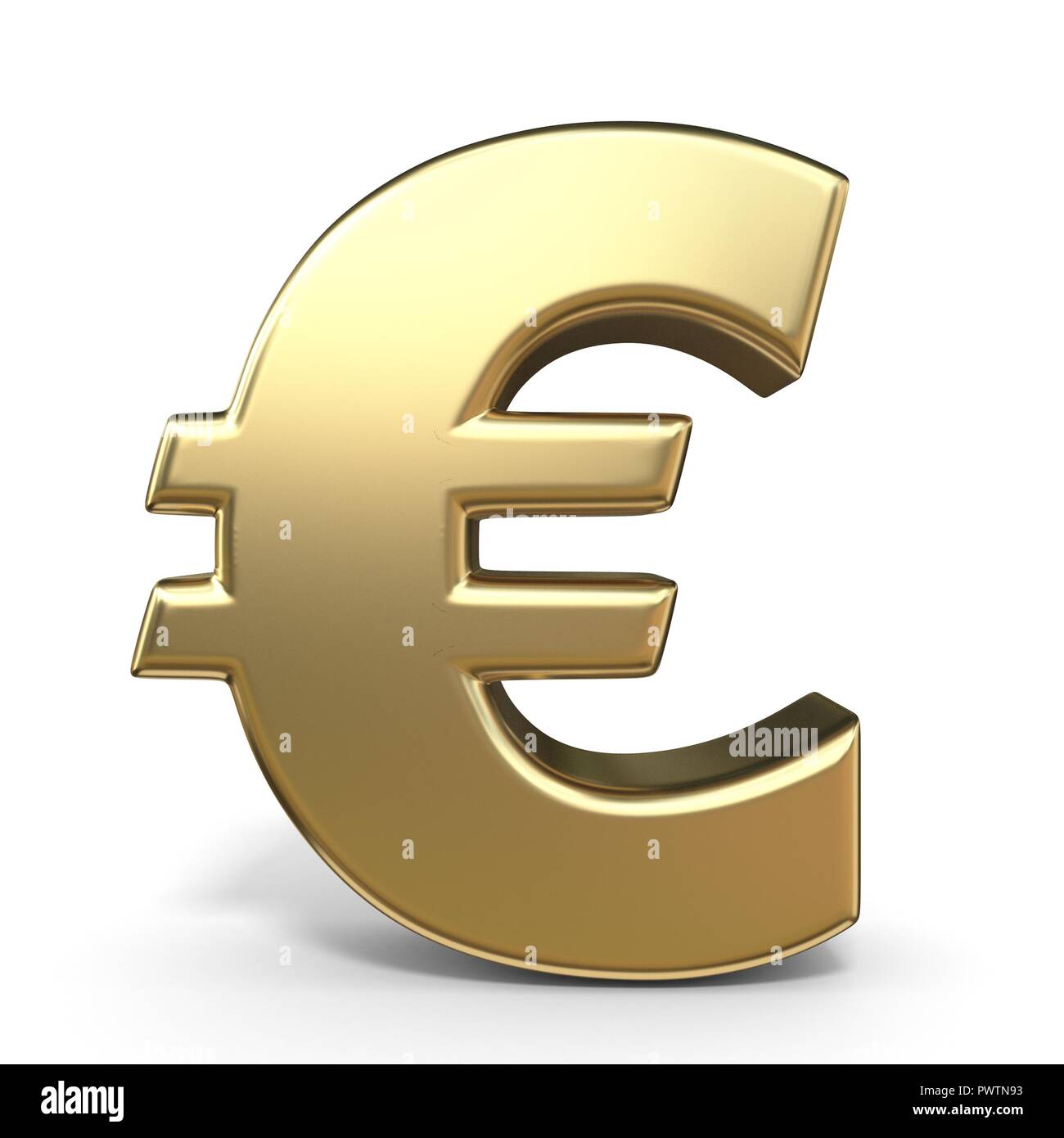 Golden currency symbol EURO 3D render illustration isolated on white ...