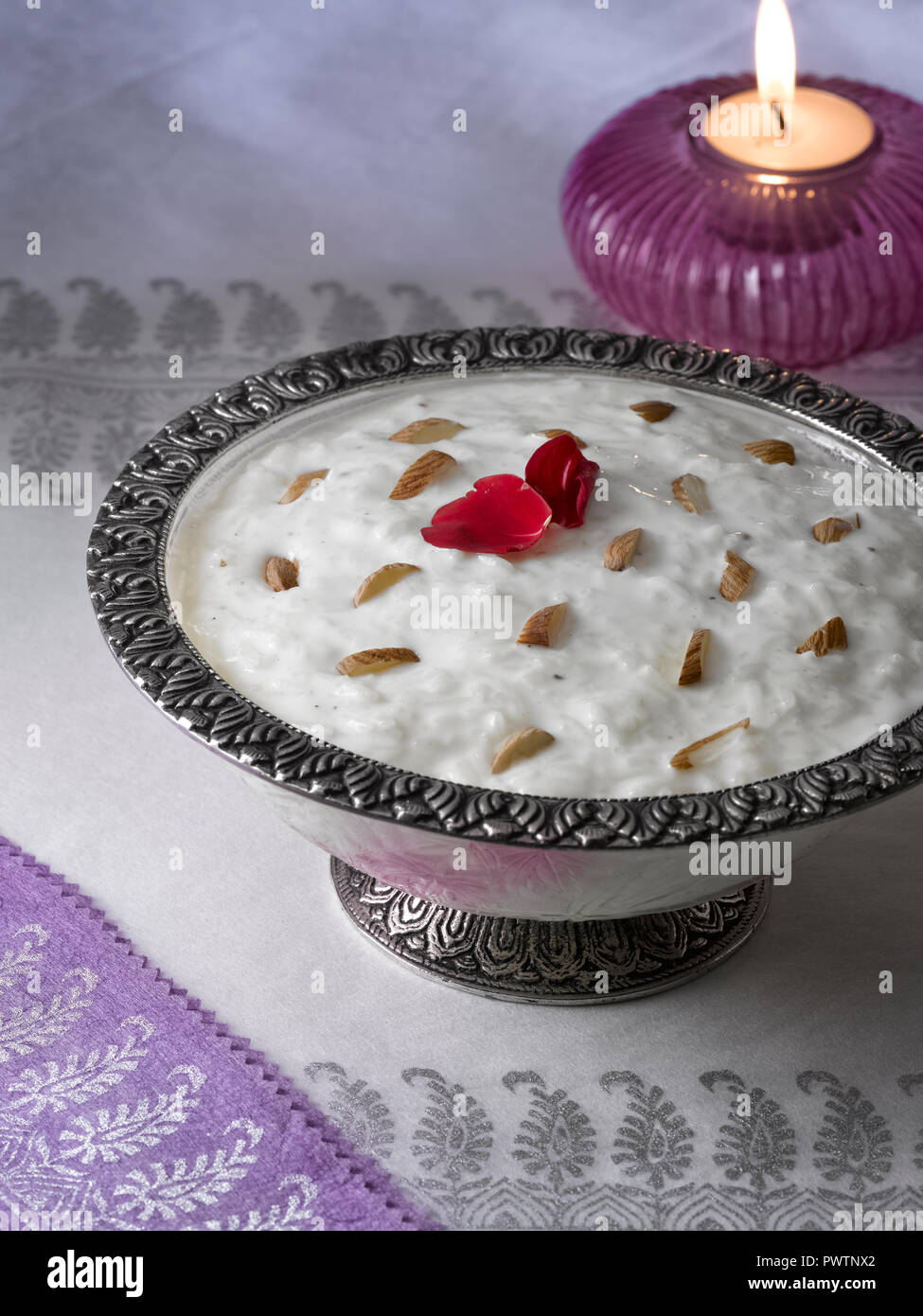 KHEER, A TRADITIONAL INDIAN DESSERT MADE FROM RICE AND MILK Stock Photo