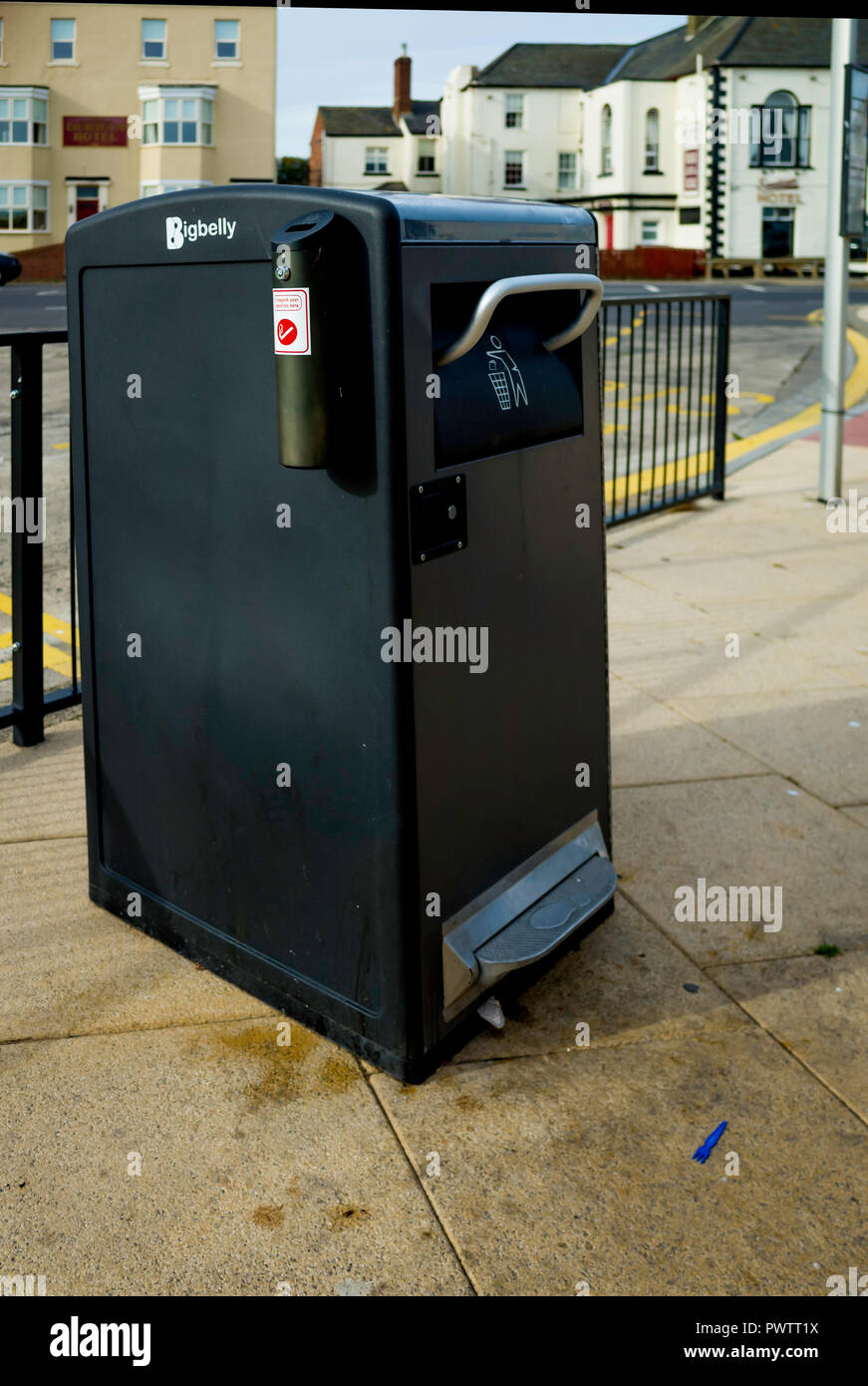 A Big Belly Smart Waste bin, with built in capability to measure and