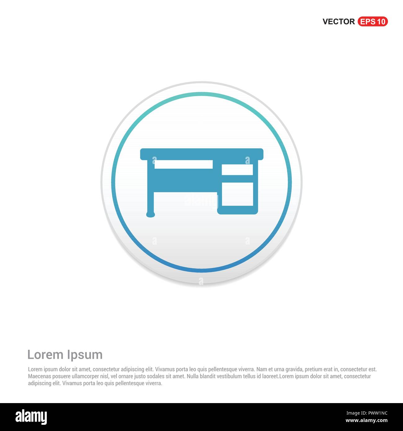 Office Table Icon white circle button Stock Vector Image & Art Alamy