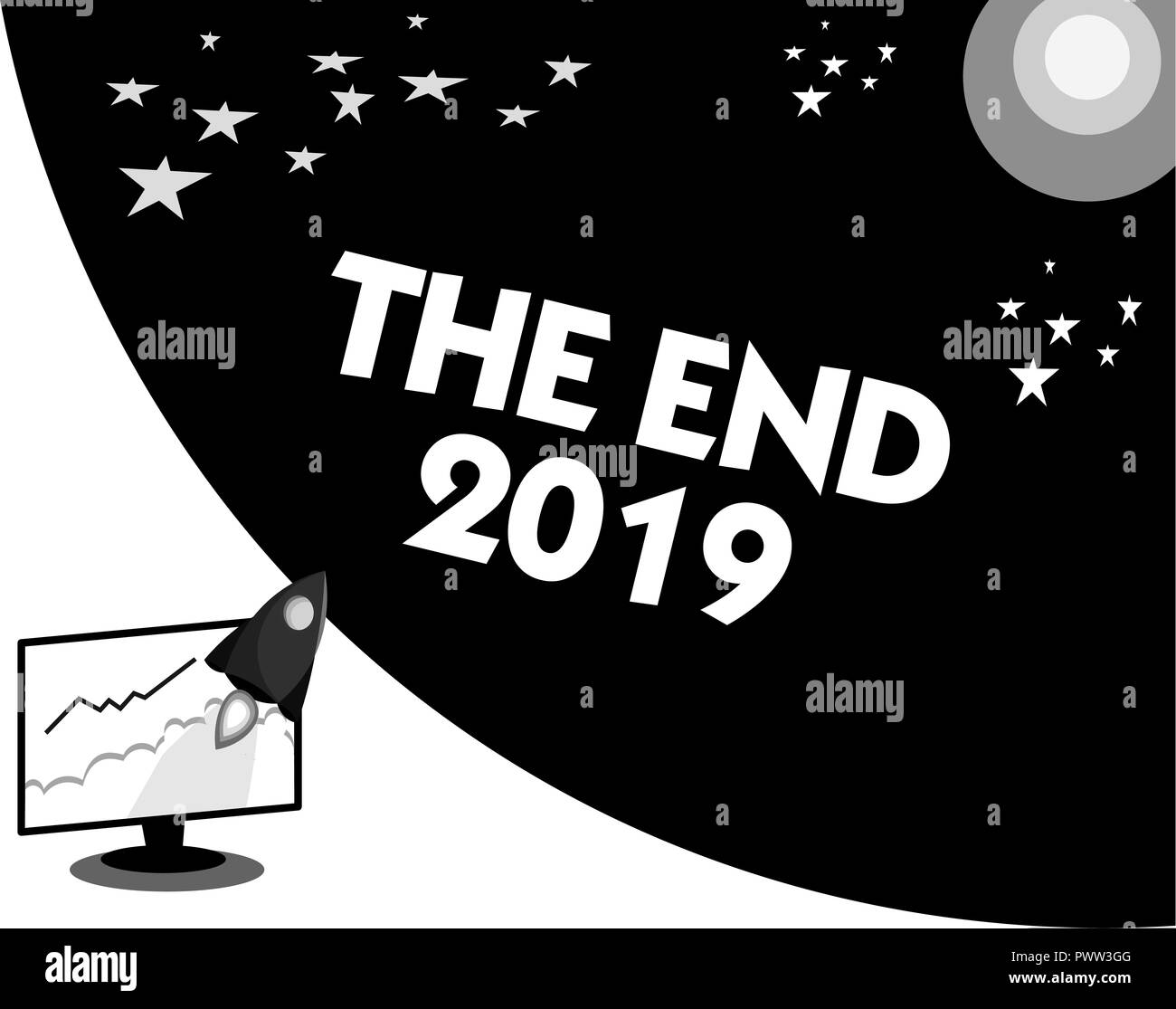 Word writing text The End 2019. Business concept for Happy new year final days of 2018 Resolutions celebration. Stock Photo