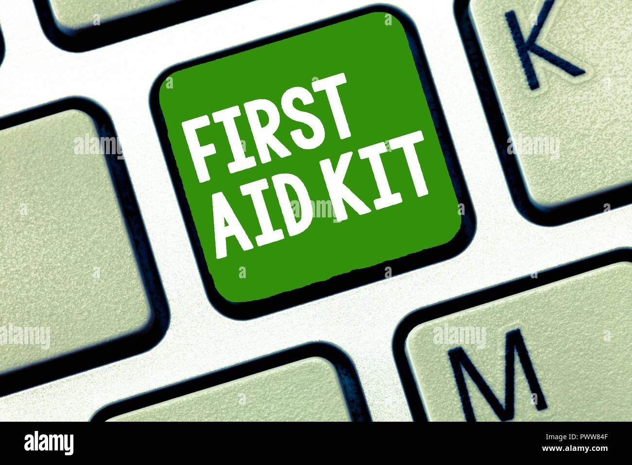 Handwriting text First Aid Kit. Concept meaning Set of materials and