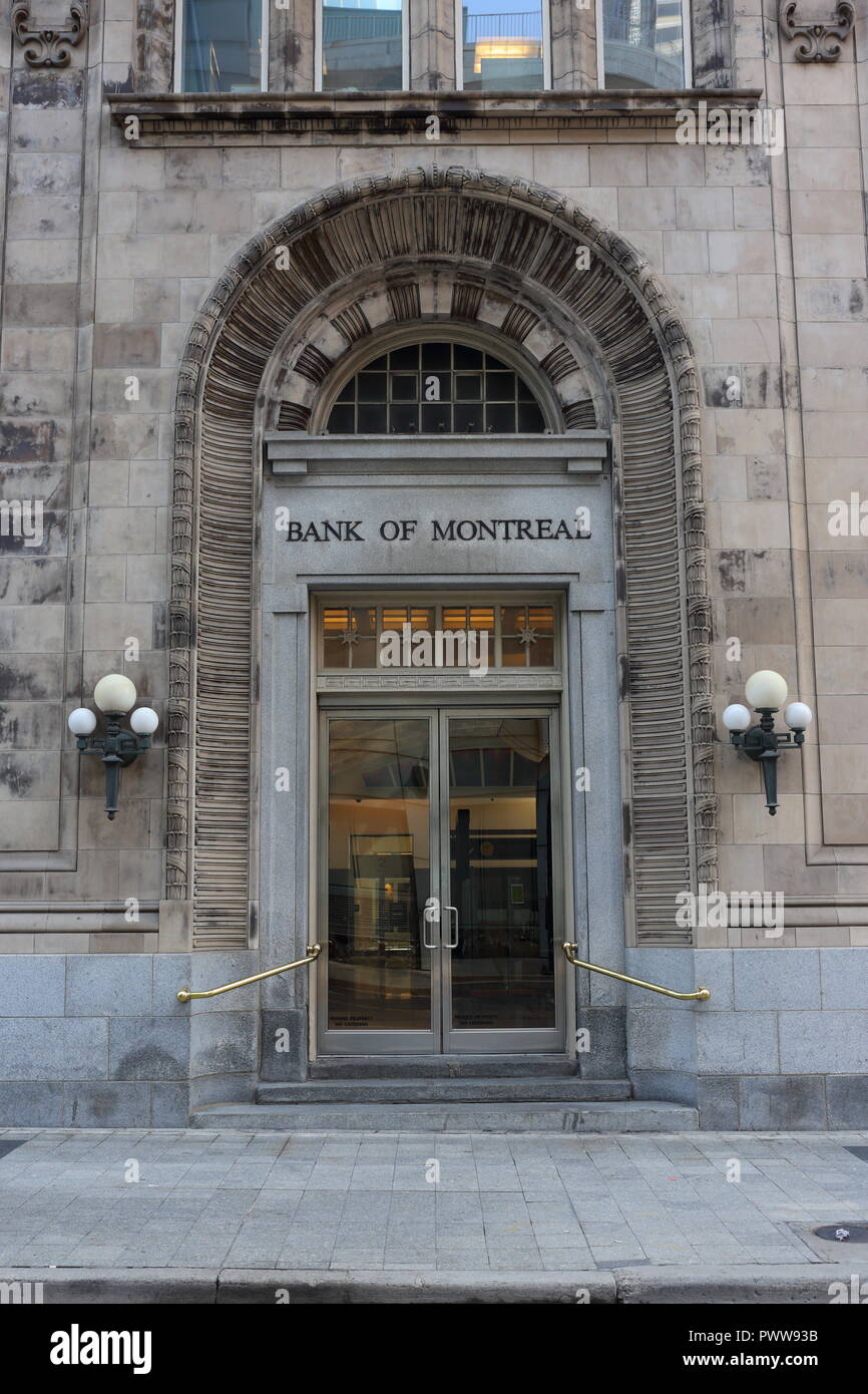 Door of the Bank of Montreal, Toronto, Ontario, Canada. Queen and Yonge Stock Photo