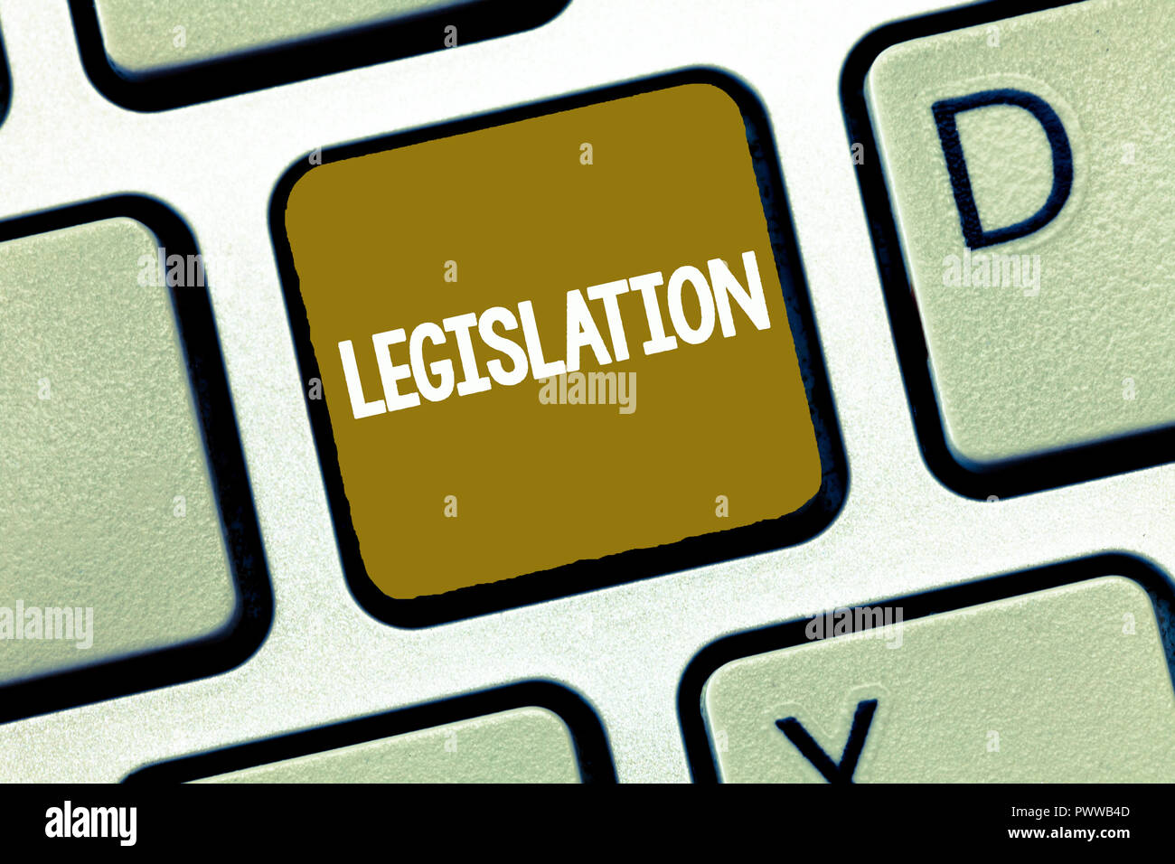 Conceptual hand writing showing Legislation. Business photo showcasing Law or set of laws suggested by a government Parliament. Stock Photo