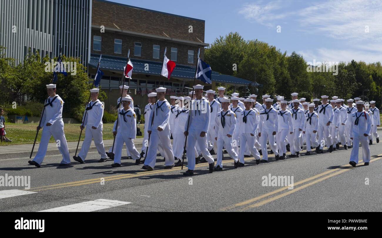 OAK HARBOR, Wash. (July 04, 2017) The United States Naval Sea Cadet Corps march during the Oak Harbor Independence Day parade. The Fourth of July parade is held to commemorate the nation's independence with the adoption of the Declaration of Independence 241 years ago on July 4, 1776.  ( Stock Photo