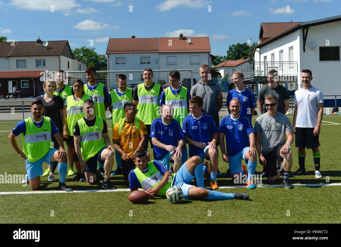 Ramstein Air Base Airmen And Fussballverein Ramstein Fussball Club A Team Pose For A Photo During The Grassroots Program Sports Day At Fv Olympia Field In Ramstein Misenbach Germany June 24 2017 More