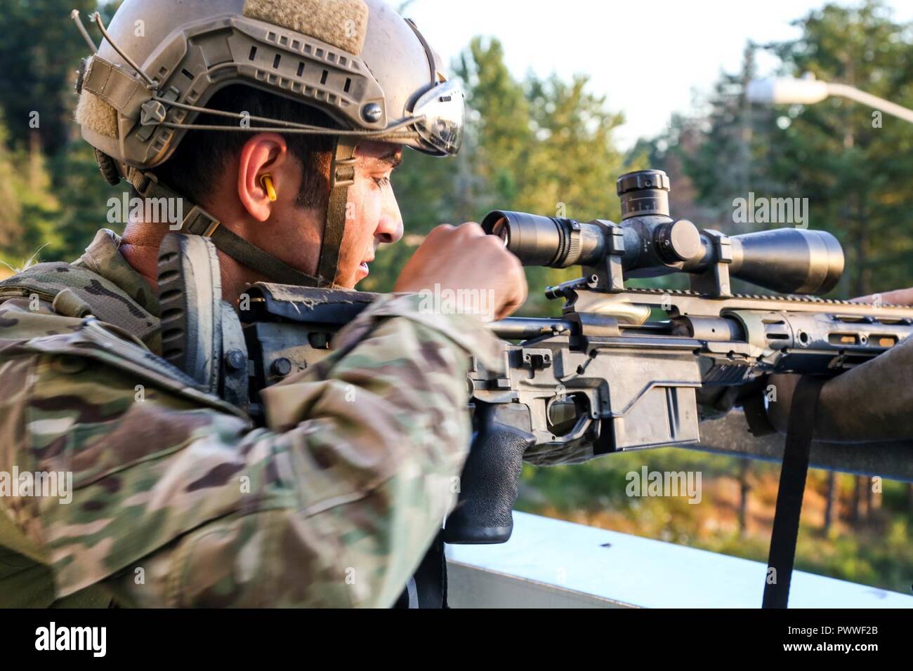 A Green Beret assigned to 1st Battalion, 10th Special Forces Group
