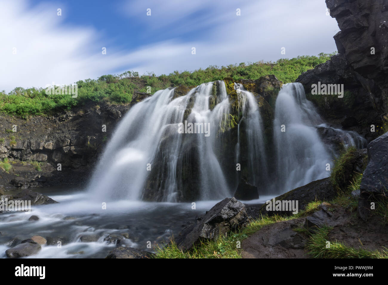 Unnamed Waterfall by the Road 47 on Iceland. Stock Photo