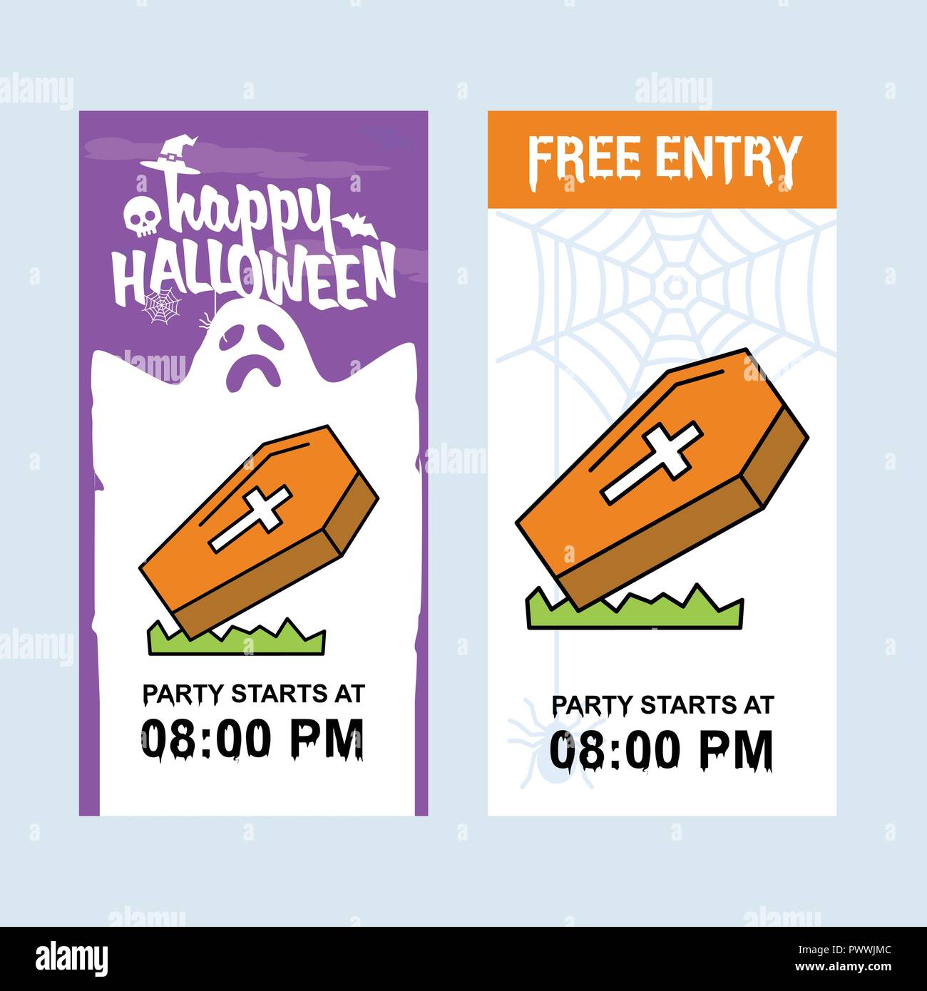 Happy Halloween invitation design with coffins vector Stock Vector ...