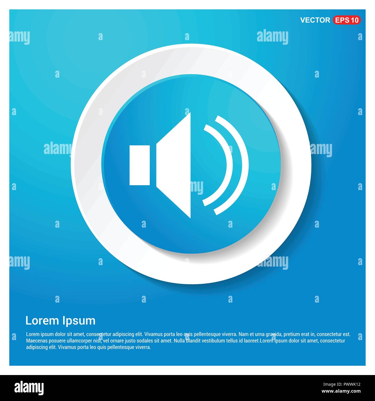 Sound volume icon Abstract Blue Web Sticker Button - Free vector icon ...