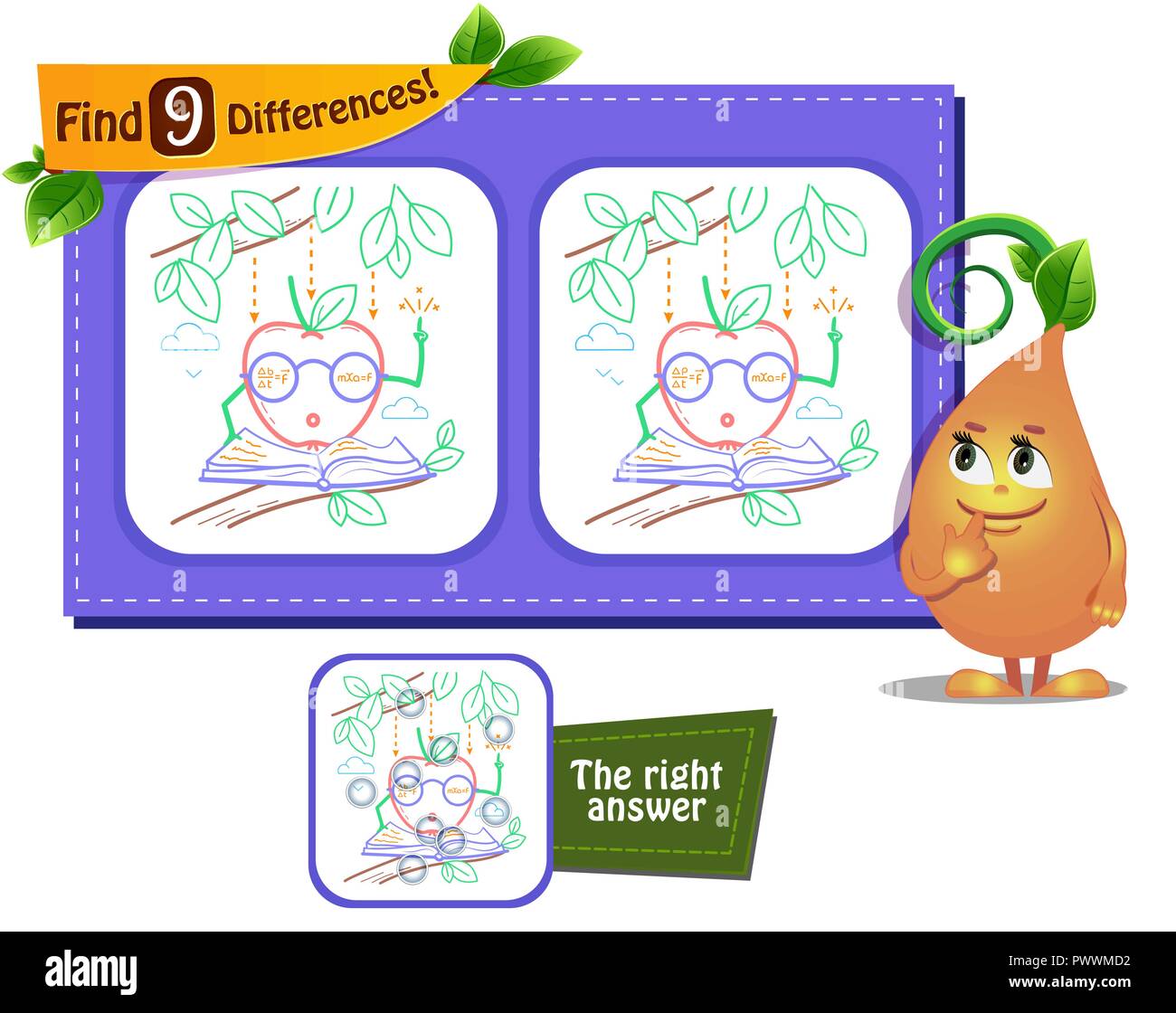 visual game for children and adults. Task to find 9 differences Stock ...