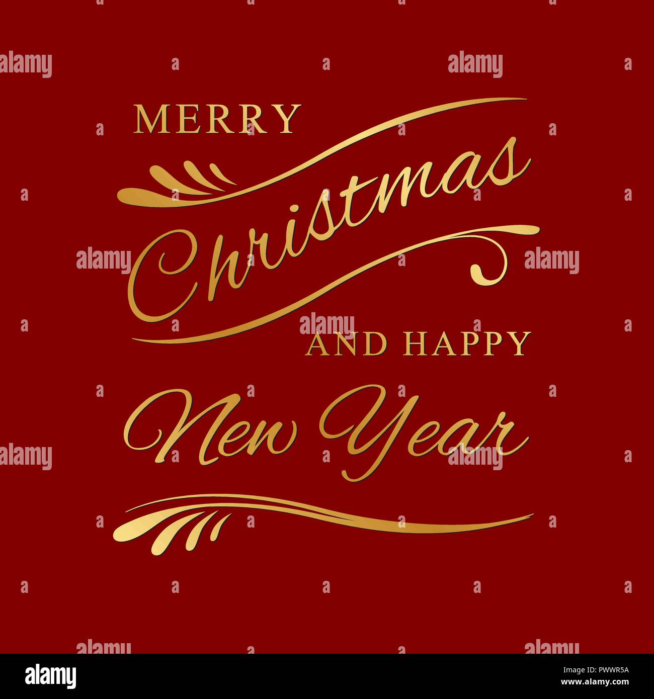 Merry Christmas and happy New Year, calligraphy lettering Stock Vector 