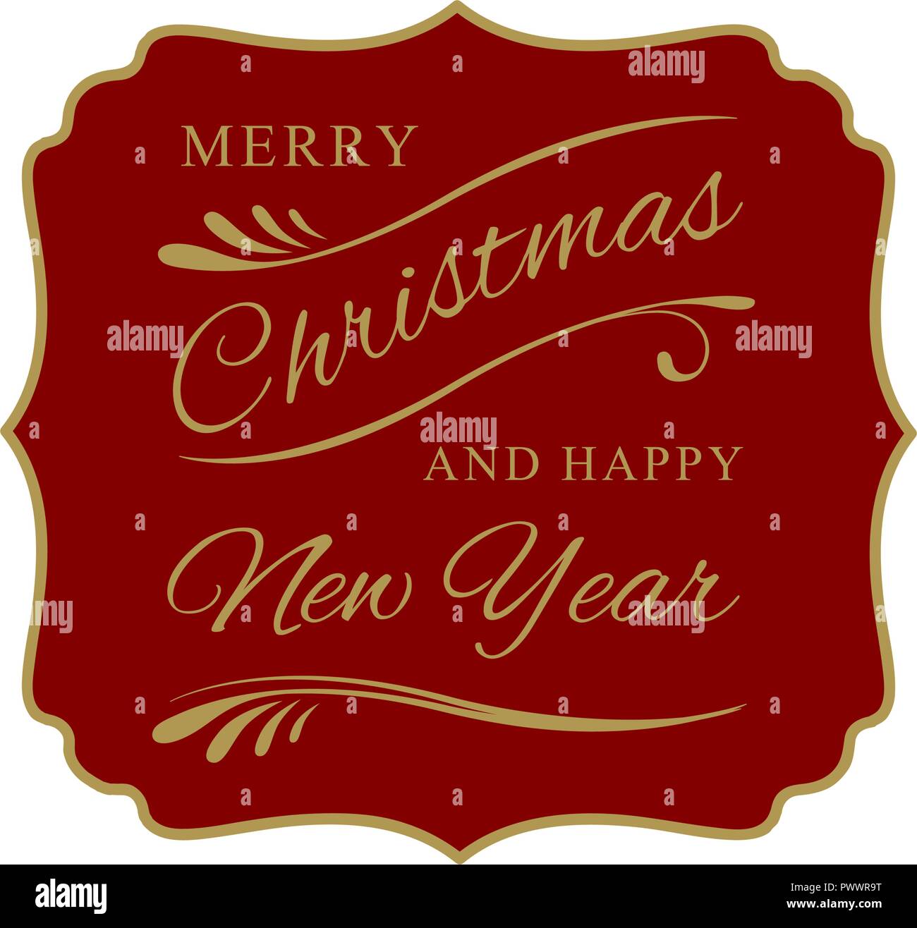 Merry Christmas and happy New Year, calligraphy lettering Stock Vector 