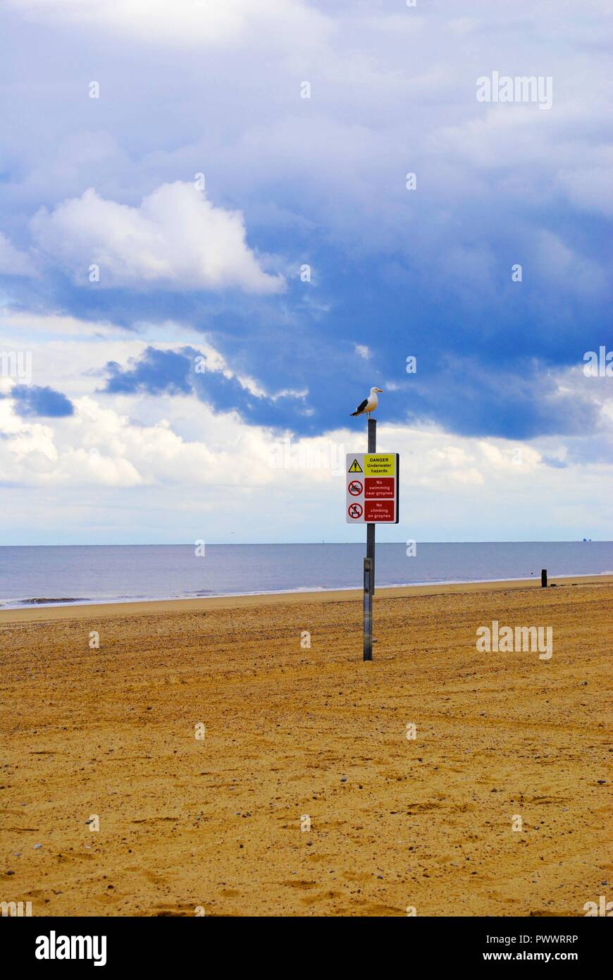 Beach  waring  signs Stock Photo