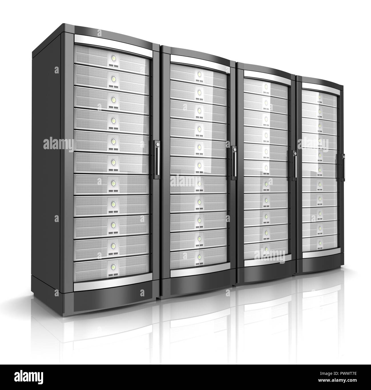 network workstation servers 3d illustration isolated on white ...