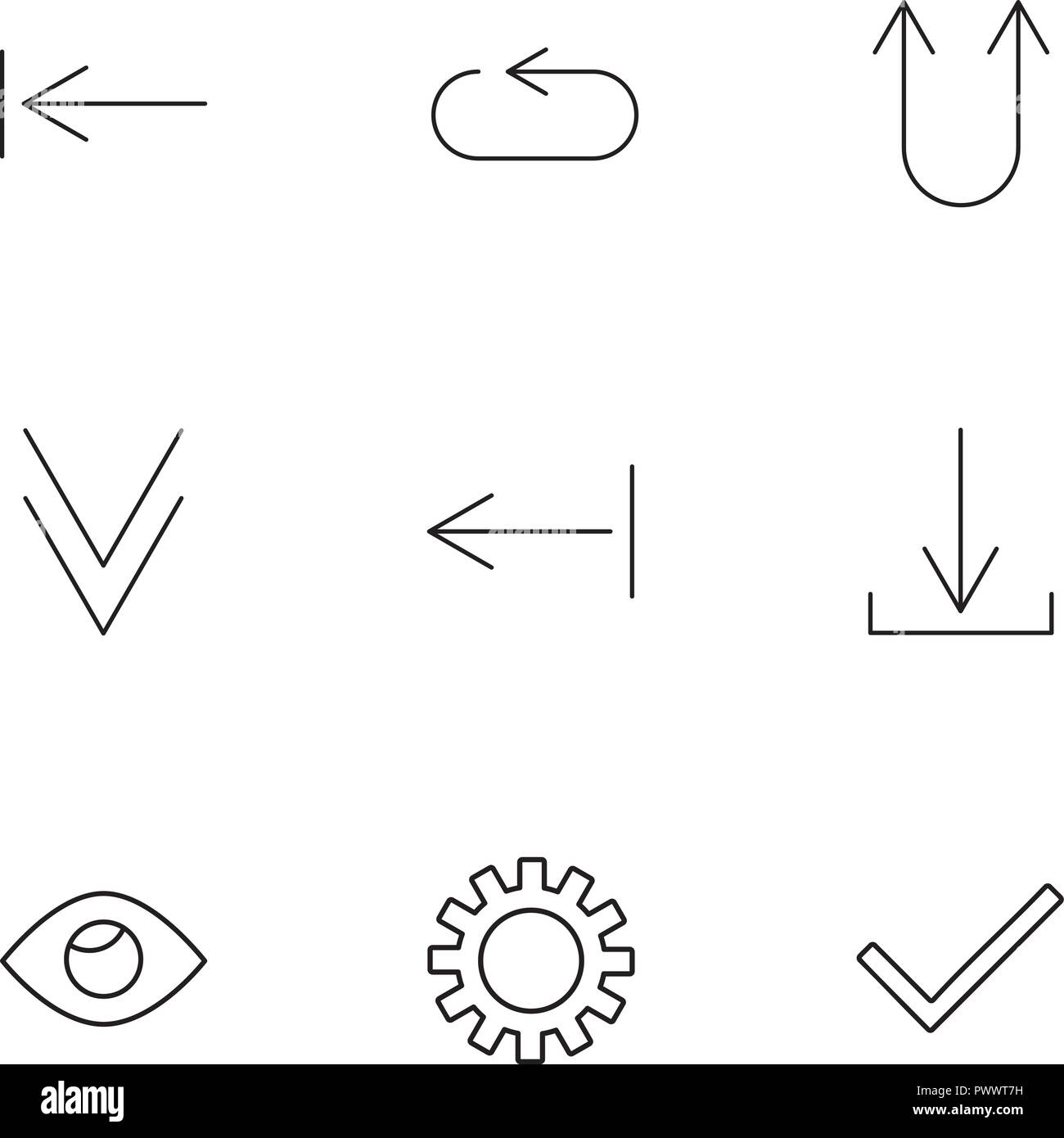 gear , eye , tick , arrows , directions , avatar , download , upload ...