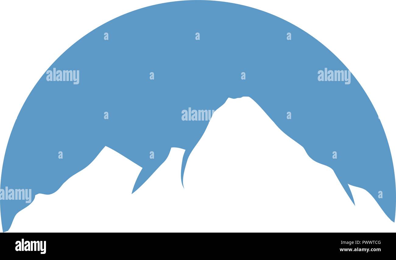 mountain, winter scene, logo icon Stock Vector