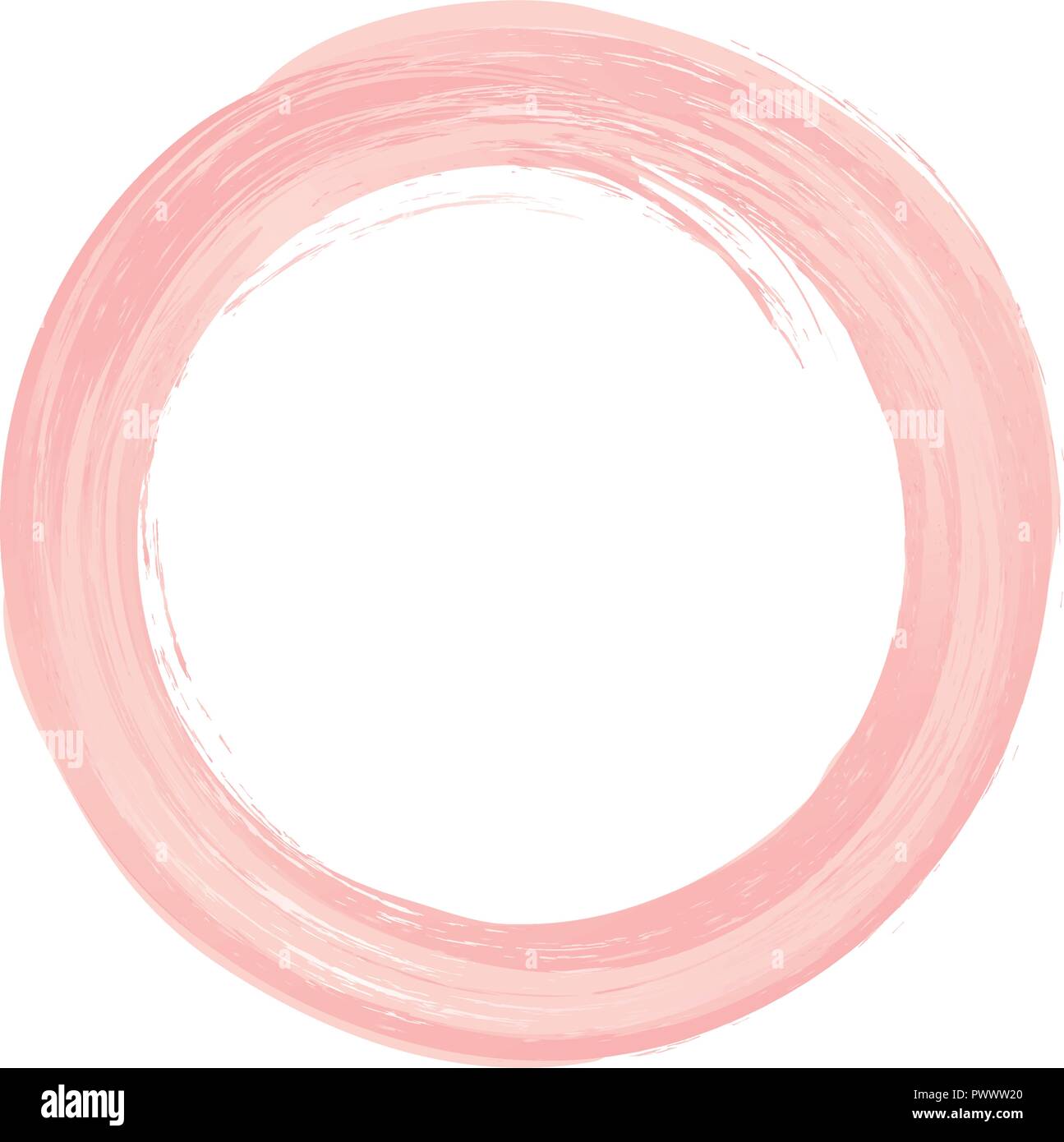pink paint, brush stroke round frame Stock Vector