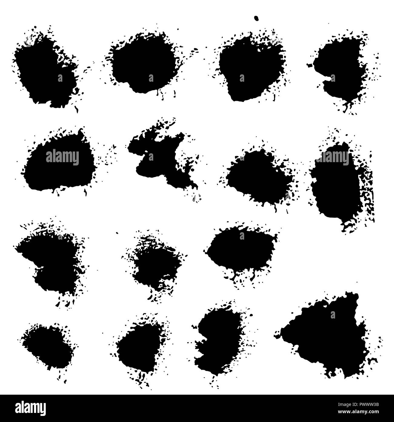 Vector set of splash stains texture banners. Black and white abstract ...