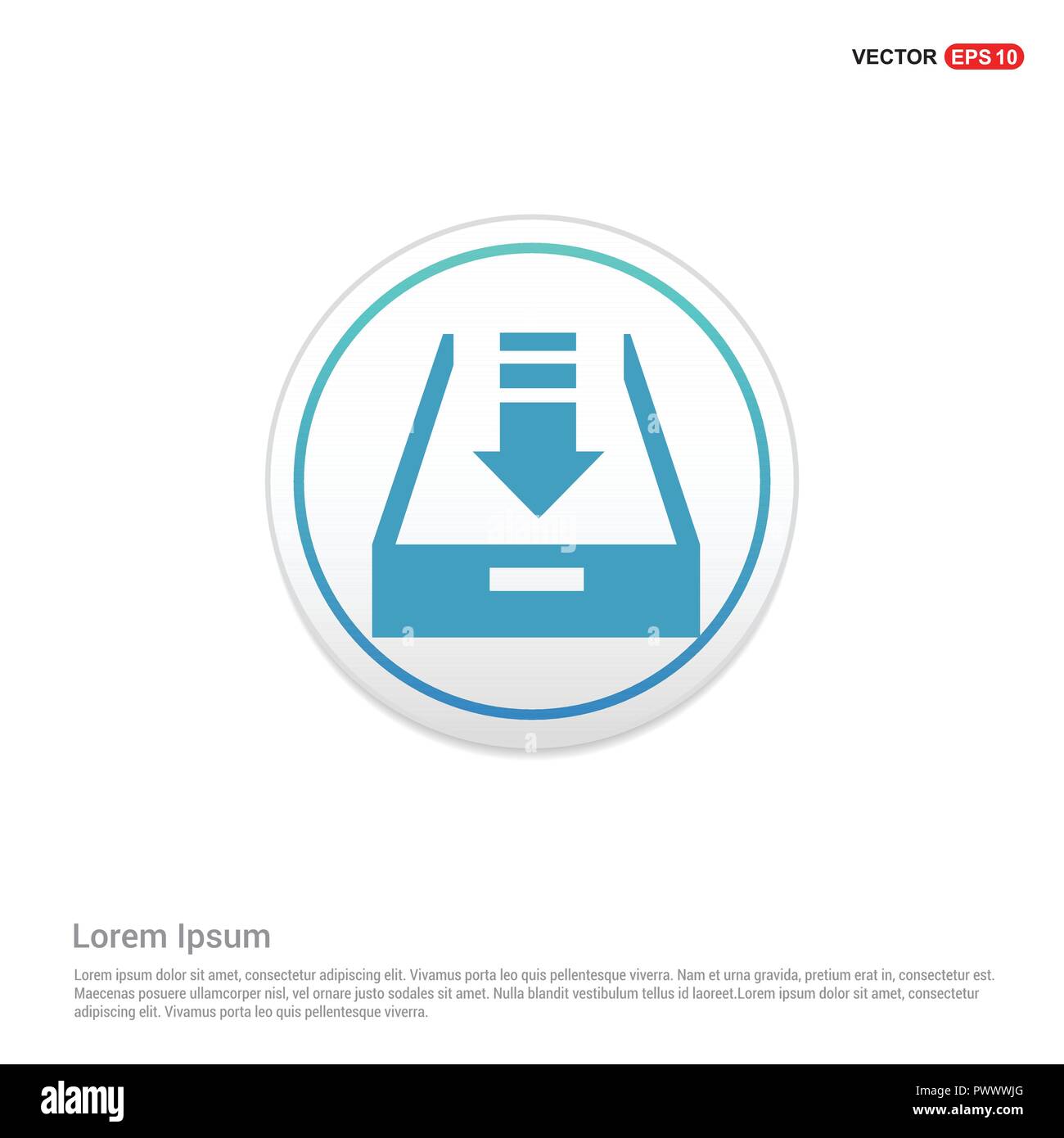 Download icon. - white circle button Stock Vector Image & Art - Alamy