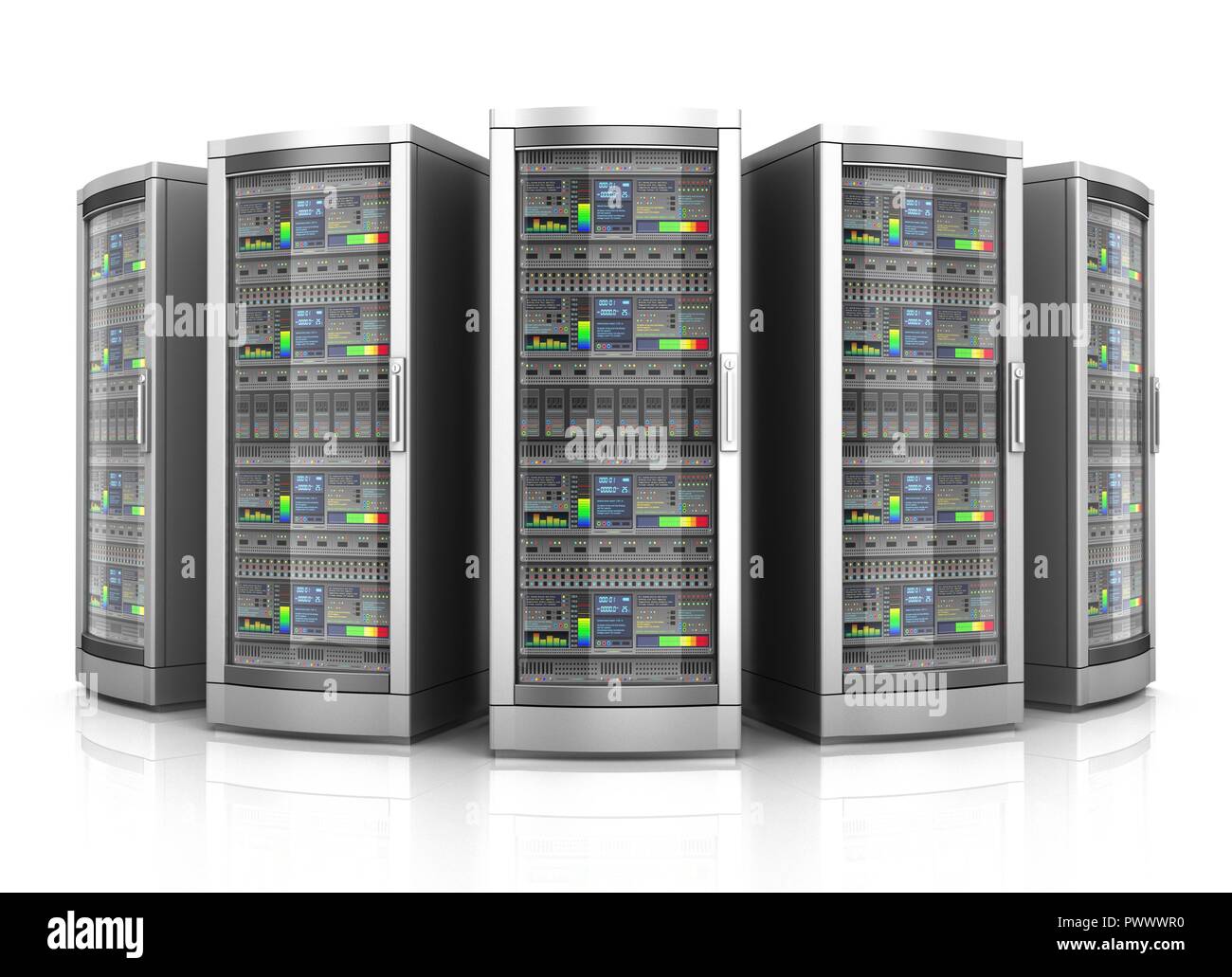 network workstation servers 3d illustration isolated on white ...