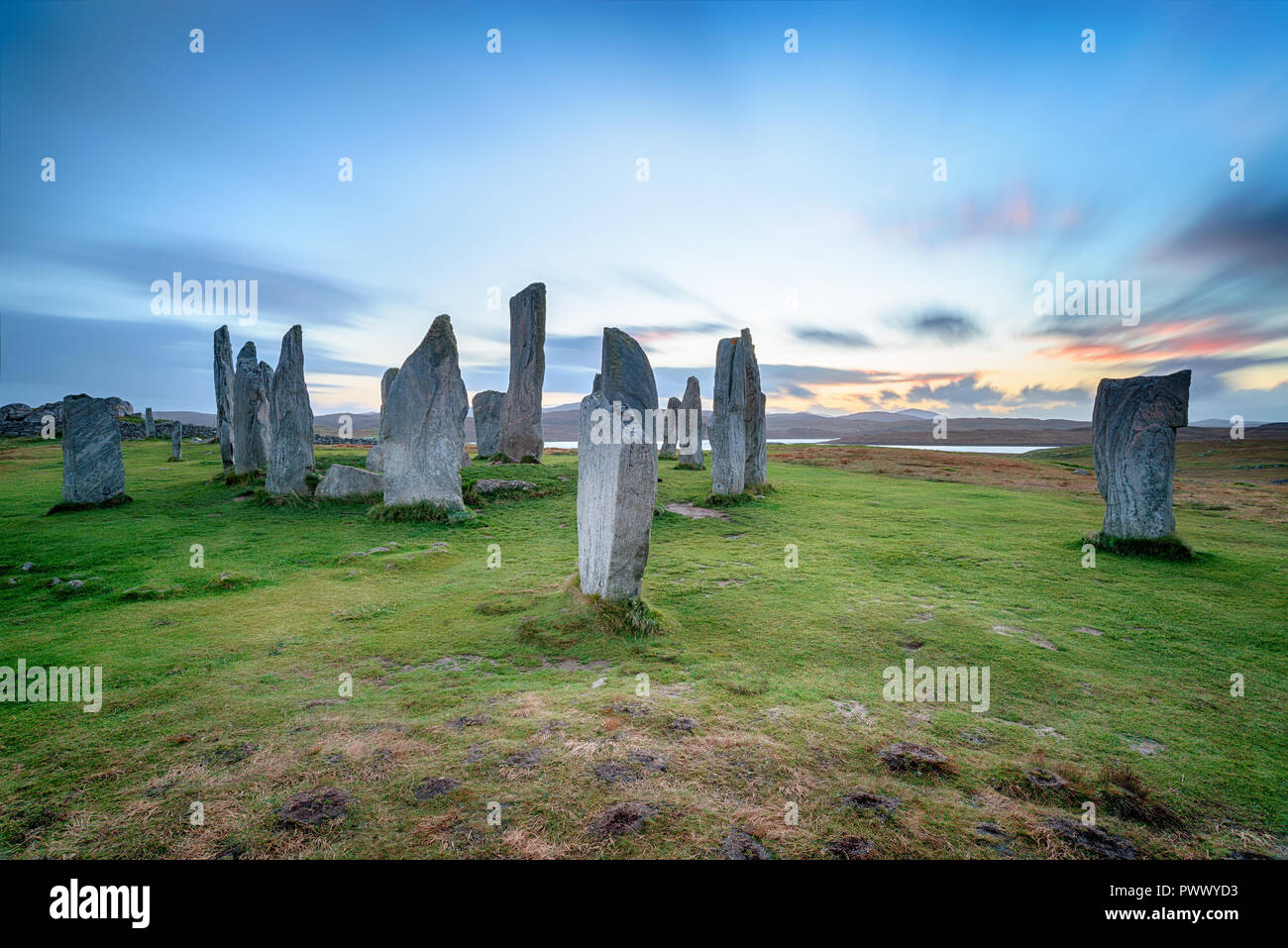 The Callanish stone circle on the Isle of Lewis in Scotland Stock Photo