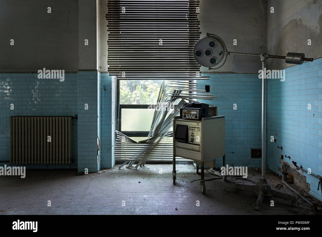 Interior view of an abandoned animal testing facility in Italy Stock ...
