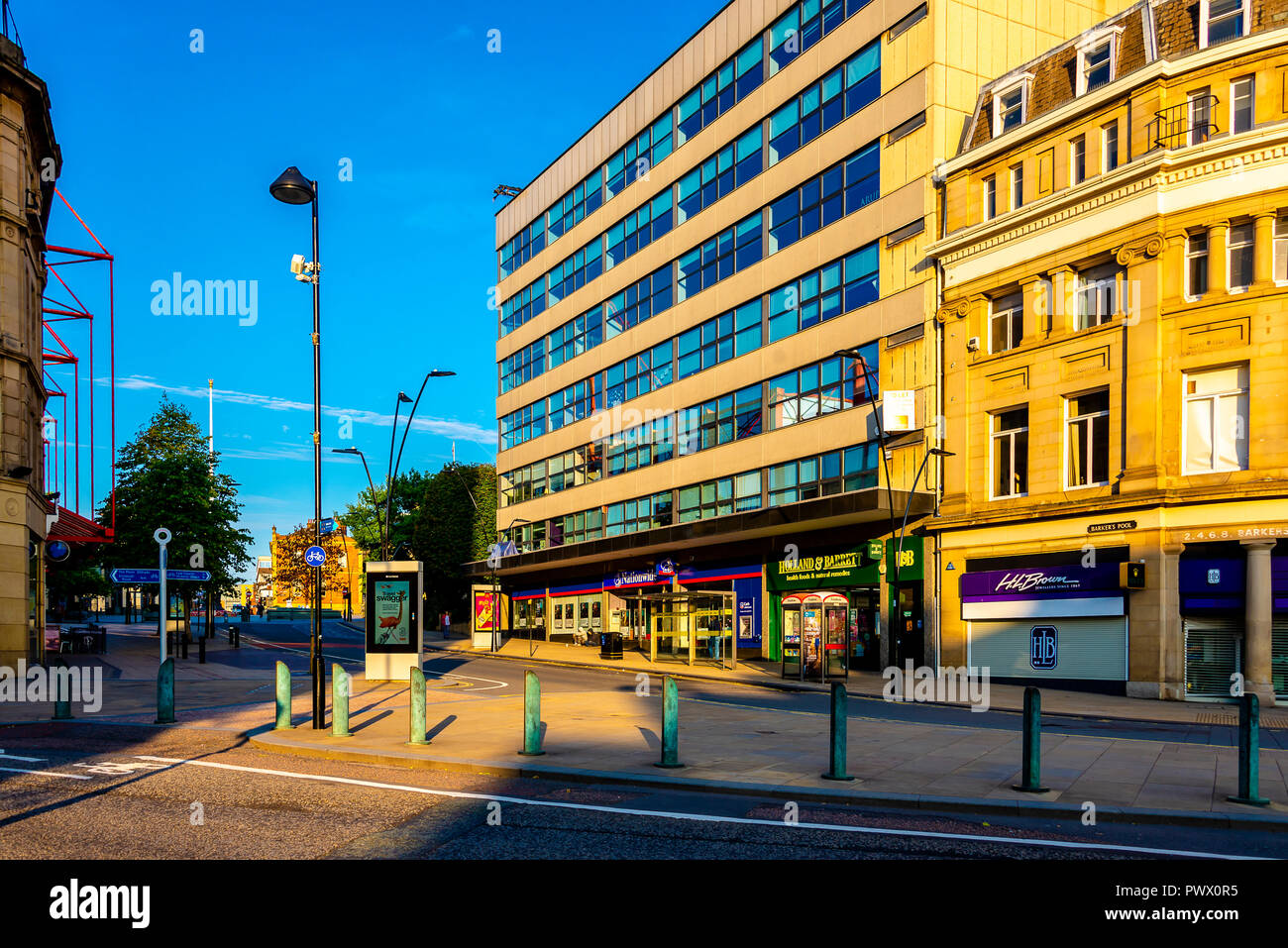 Sheffield, UK 30 Aug 2018 Sheffield city centre buildings and