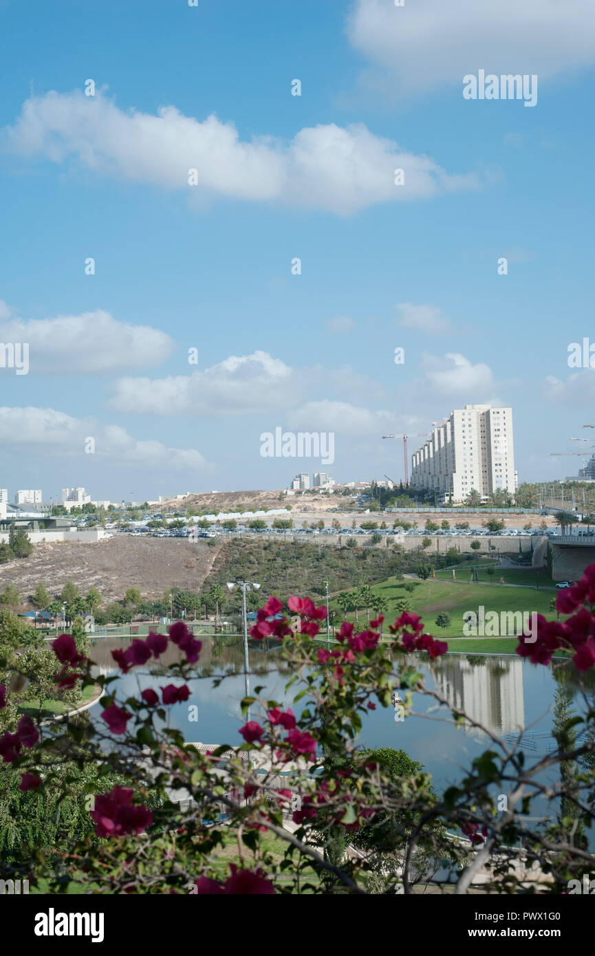 landscape of beautiful park, sunny shooting, Modiin City Stock Photo