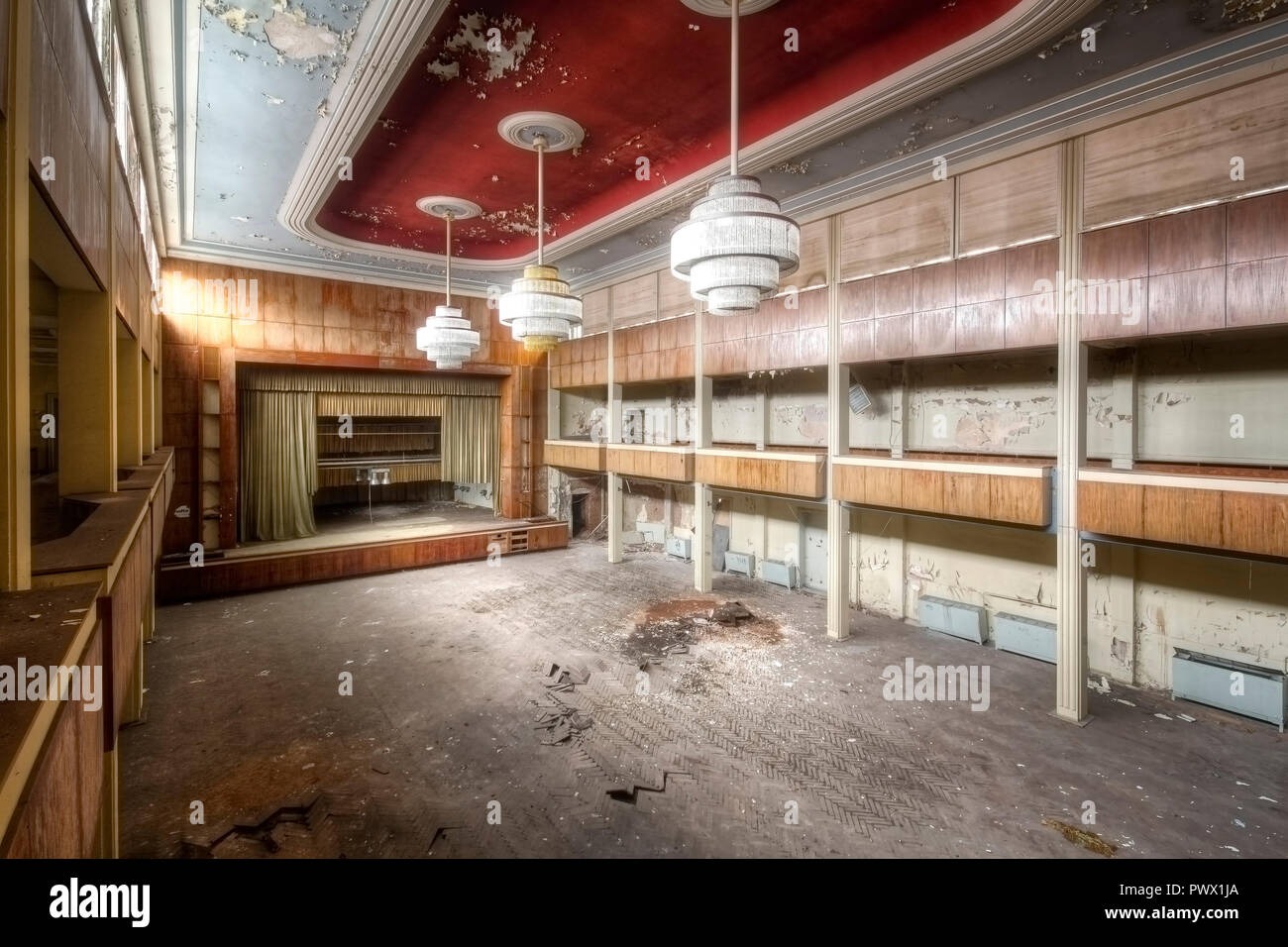 Interior view of a theater in an abandoned hotel in Germany Stock Photo ...