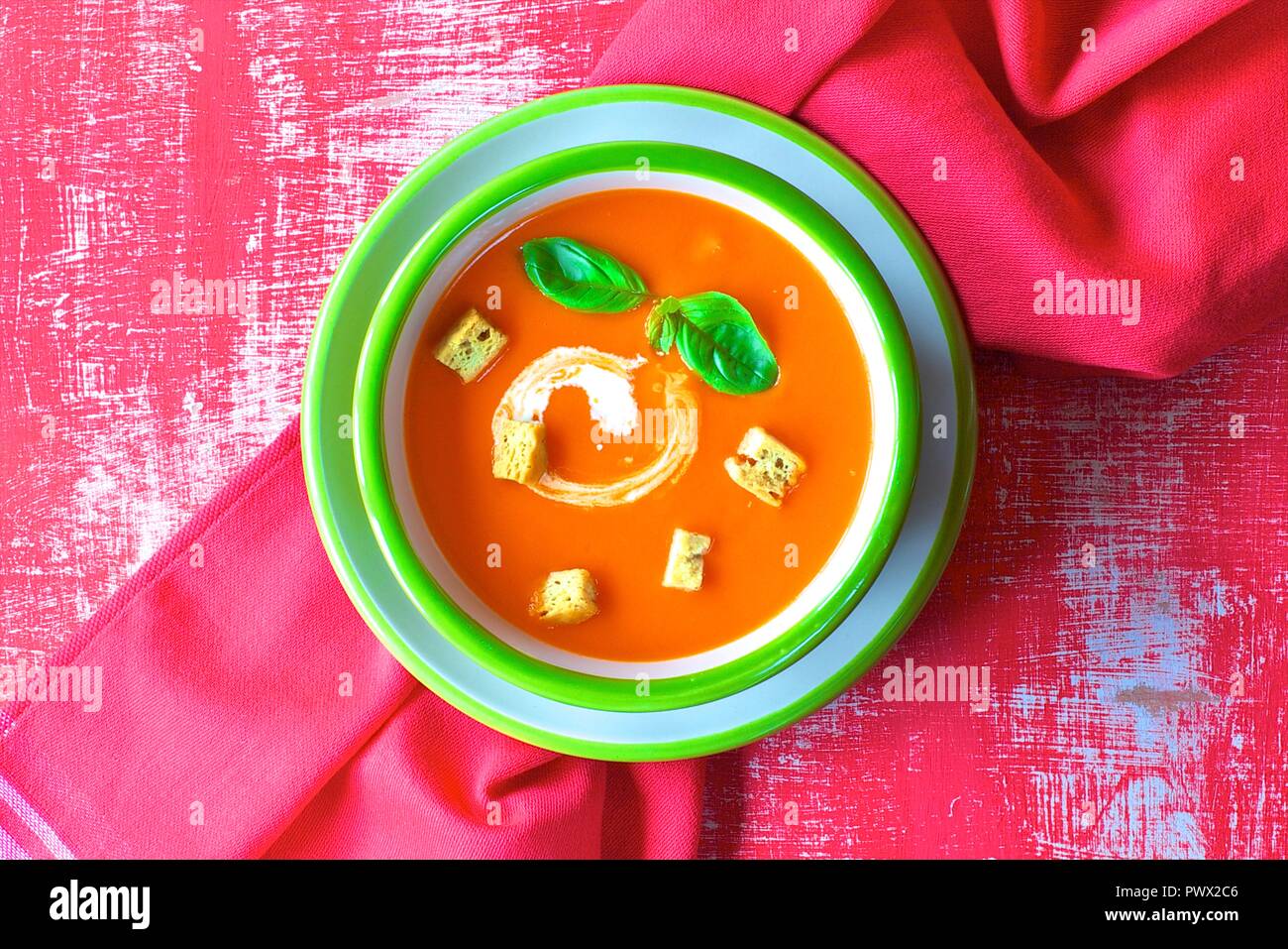 A Bowl of Tomato Soup Stock Photo