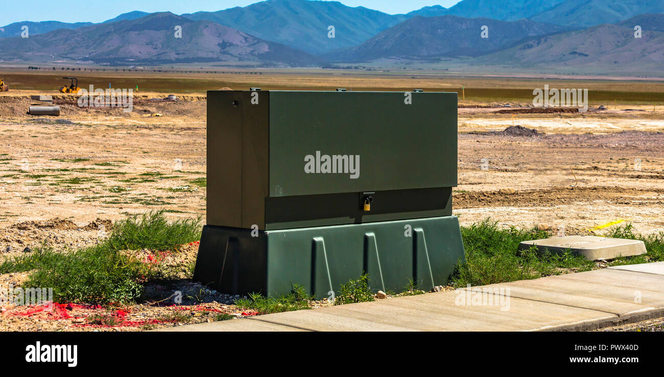 Power box in a construction zone on a sunny day Stock Photo Alamy