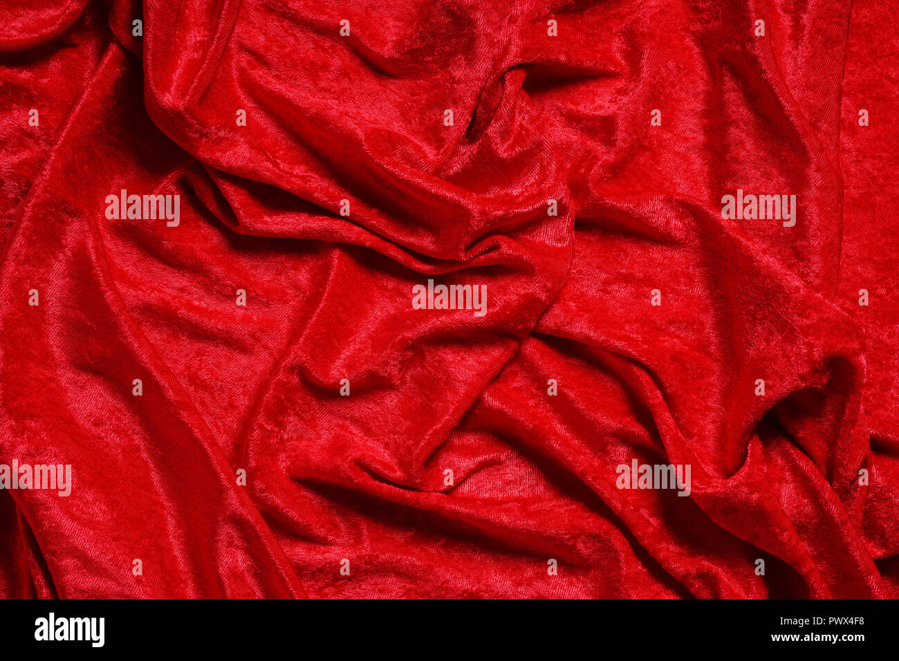 luxury red panne velvet drape background texture Stock Photo