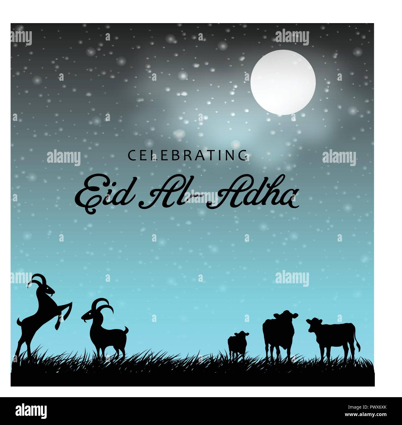 eid ul adha mubarak card with creative design vector stock