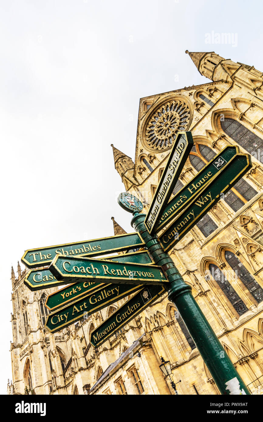 York City UK, York signpost, York City signpost, York Minster UK, York