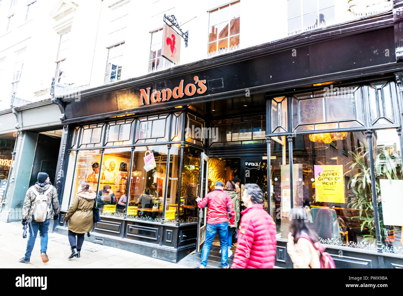 Nando's Restaurant chain, Nando's Restaurant York, Nando's Restaurant, Nando's, Restaurant, Restaurant company, Restaurants, Nando's logo, Nando's UK Stock Photo