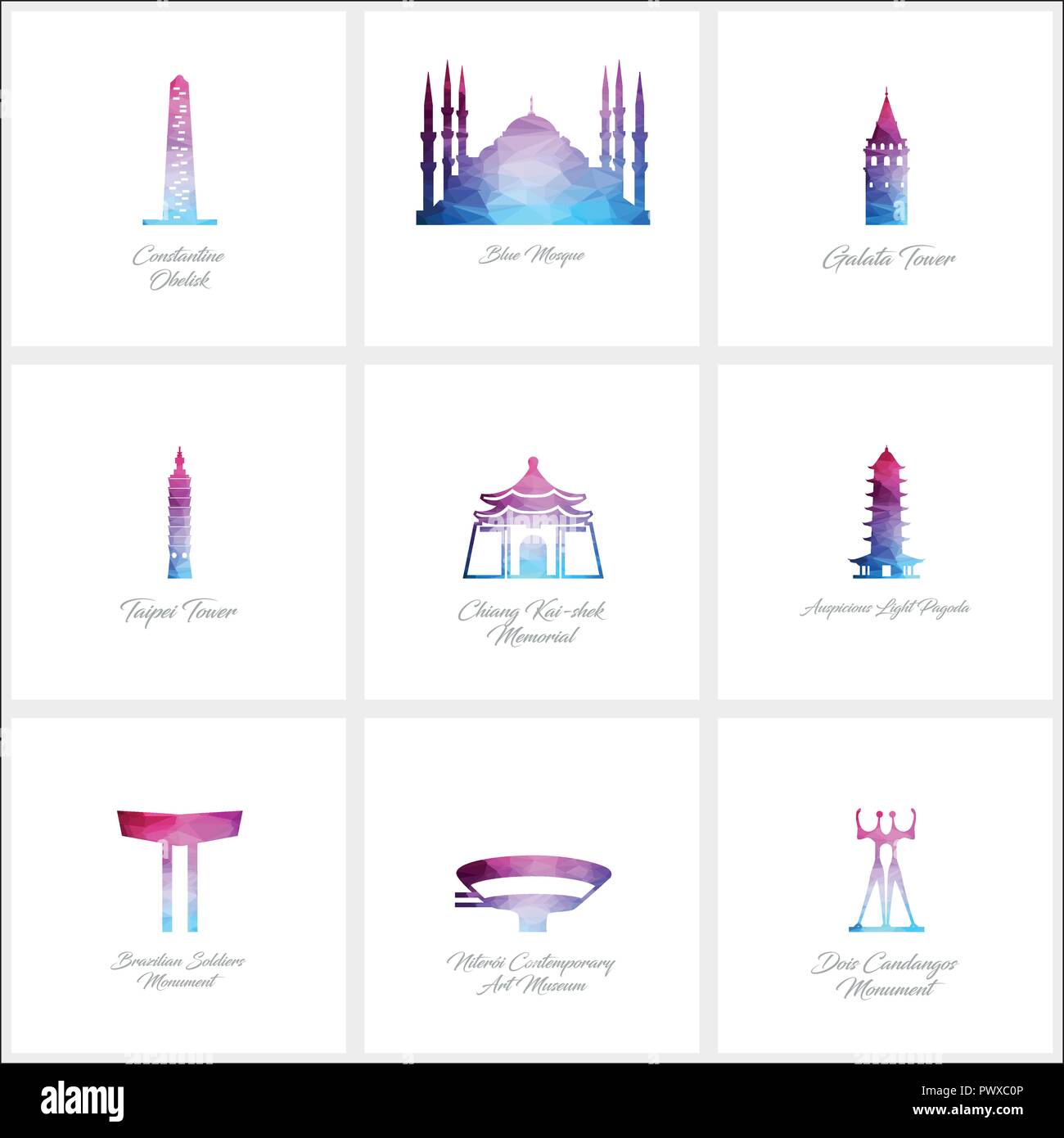 World Fomous landmarks icons set design vector Stock Vector Image & Art ...