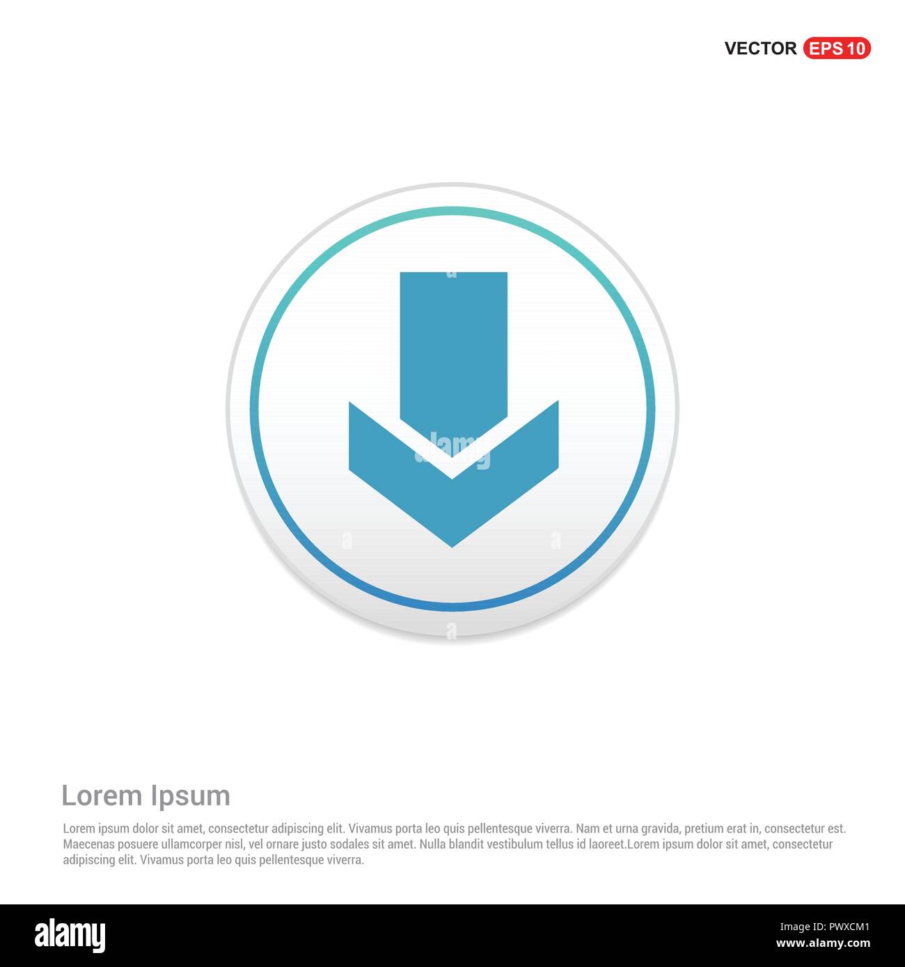 Down Arrow Icon - white circle button Stock Vector Image & Art - Alamy