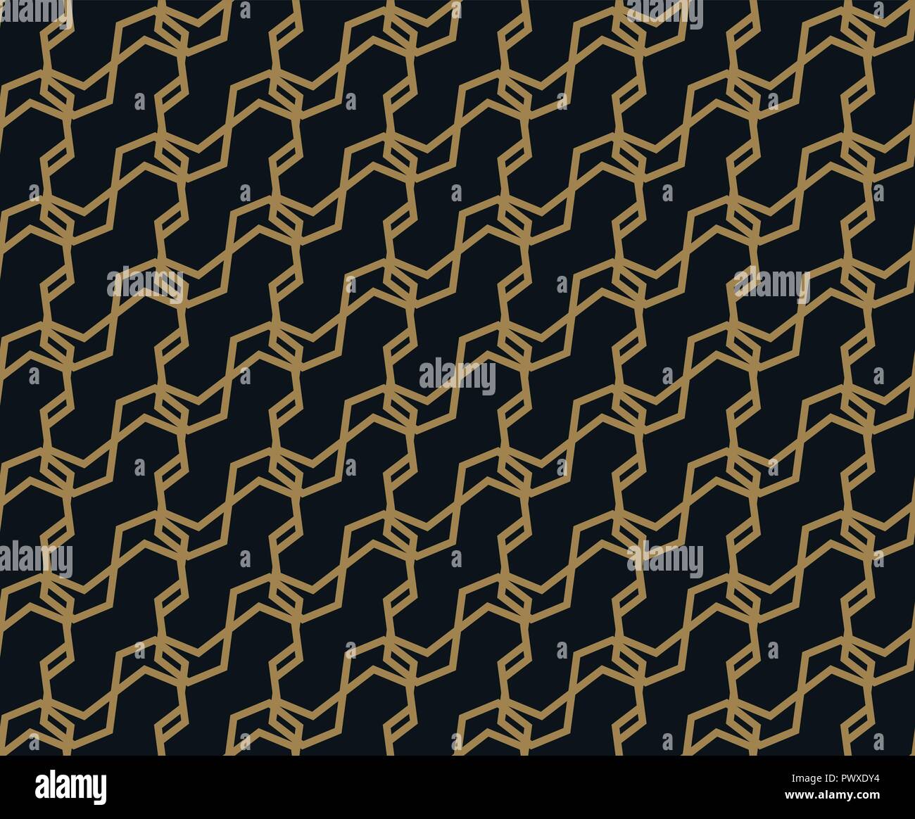 Seamless pattern of intersecting thin gold lines on black background ...