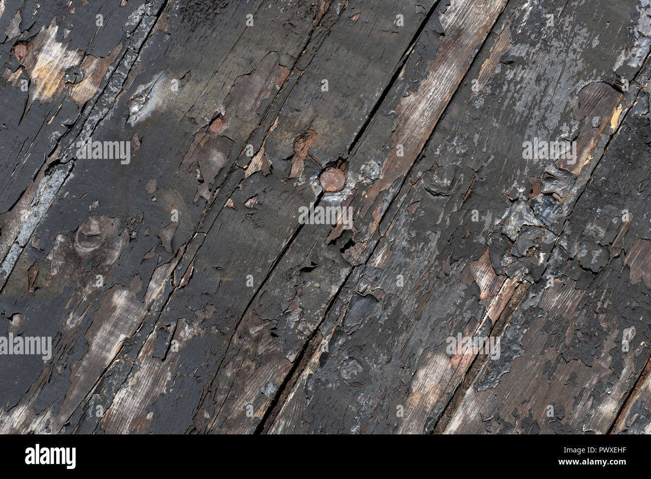 Burnt black boards Stock Photo