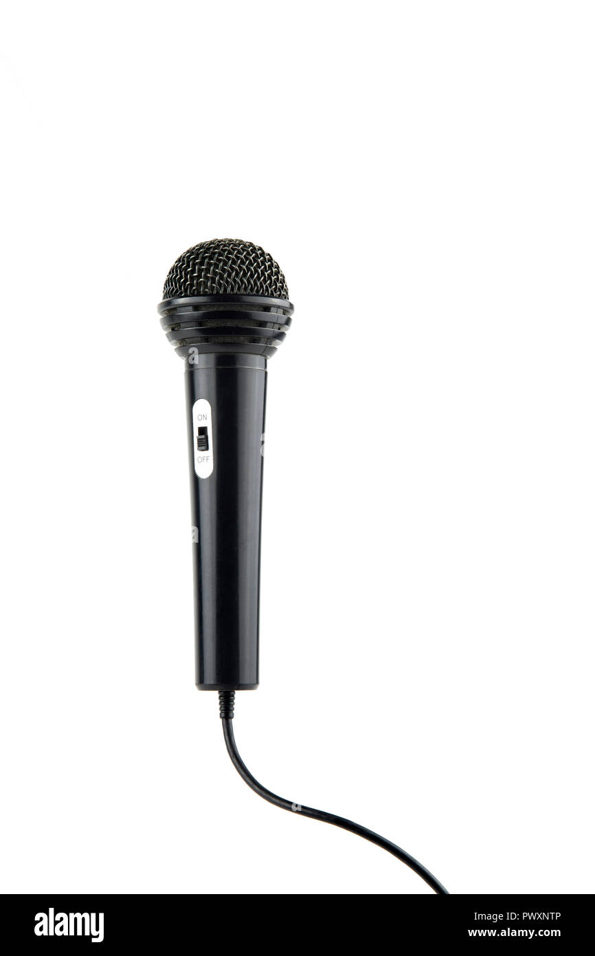 black microphone with cable and onoff switch Stock Photo Alamy