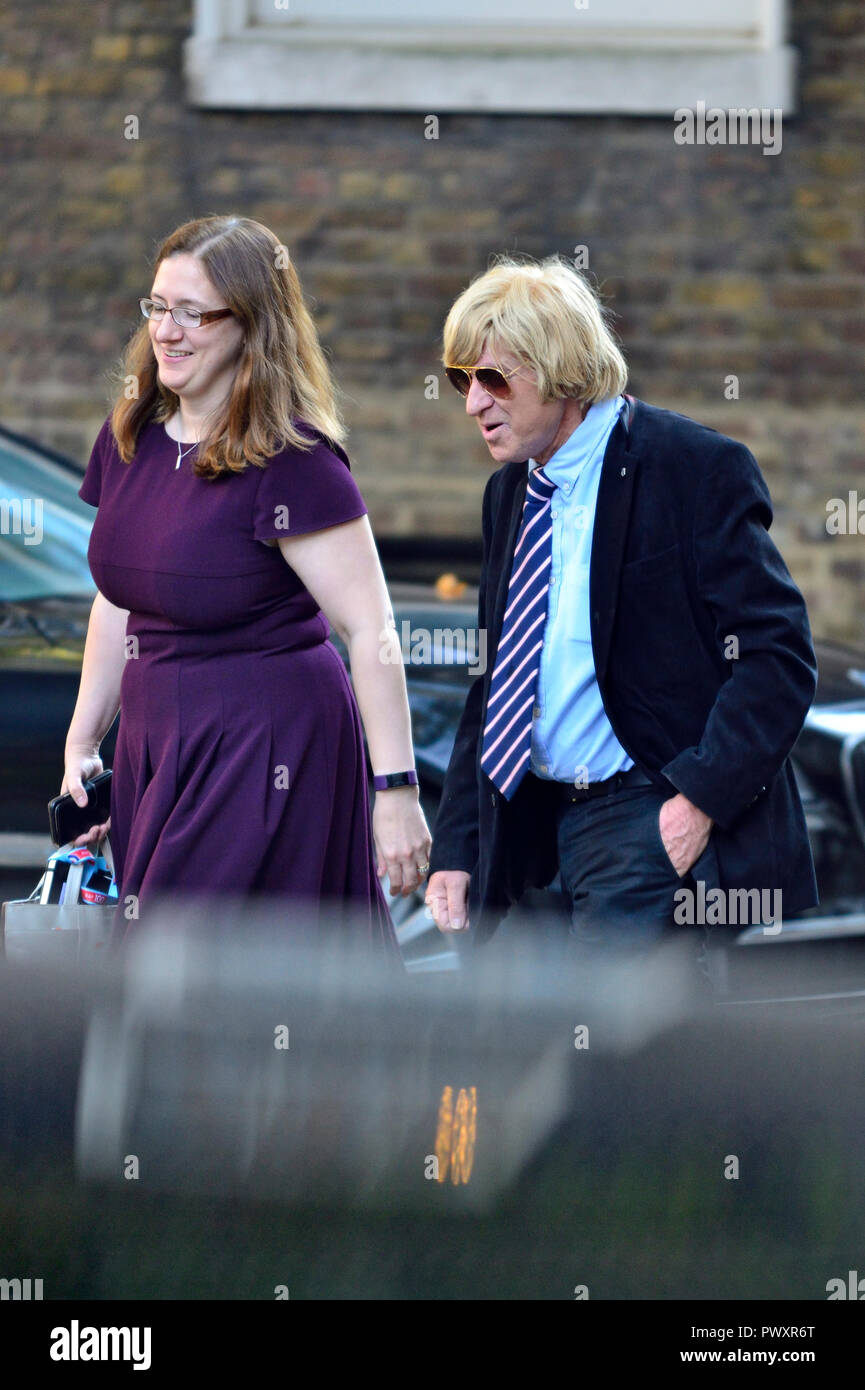 Caroline Johnson MP and Michael Fabricant MP, arriving during a lengthy cabinet meeting to discus Brexit, Downing Street 16th October 2018 Stock Photo