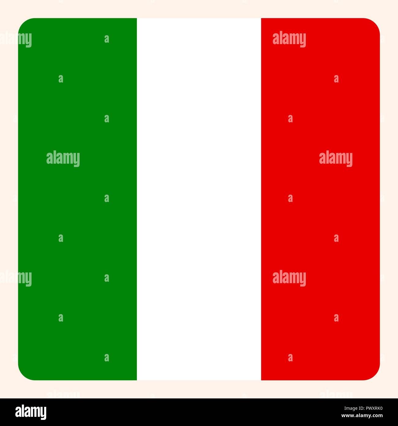 Italy square flag button, social media communication sign, business icon. Stock Vector