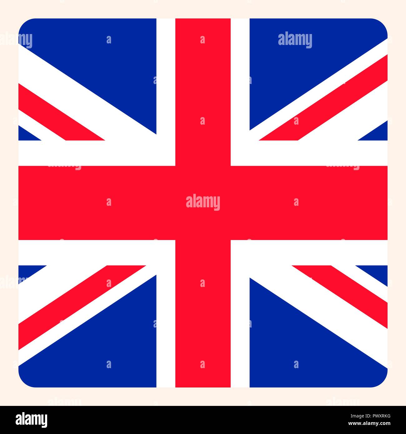 UK square flag button, social media communication sign, business icon ...