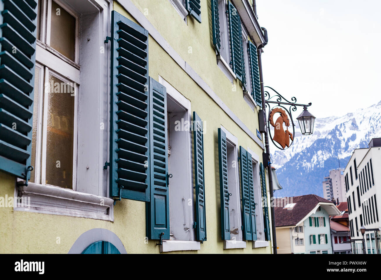 Picture of a traditional house in Interlaken, Switzerland Stock Photo Alamy