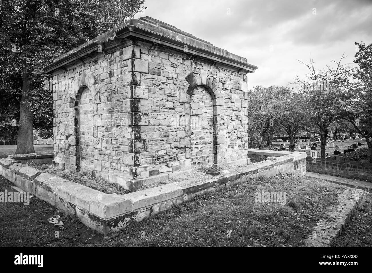 The Payne Mausoleum at Newhill Park in Wath upon Dearne, near Rotherham, South Yorkshire. Stock Photo